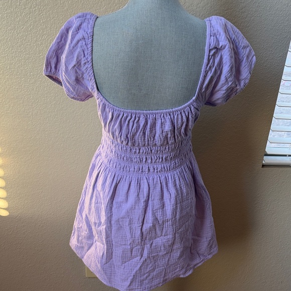 Sunday Best Lavender Smocked Puff Sleeve Mini Dress Size S - Picture 3 of 7